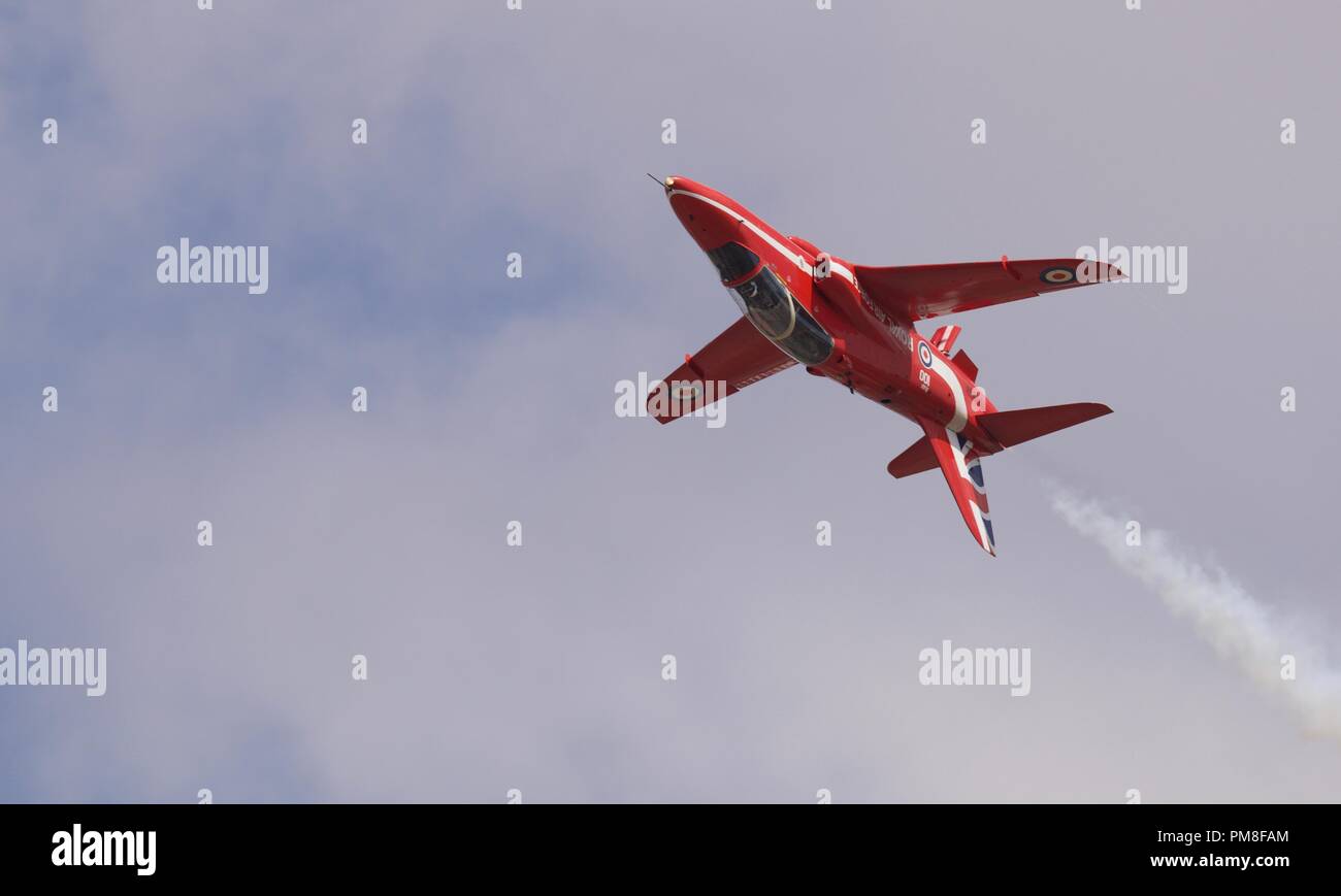 RAF Red Arrows Hawk T1/T1A at the 2018 Royal International Air Tattoo celebrating 100 years of the Royal Air Force Stock Photo
