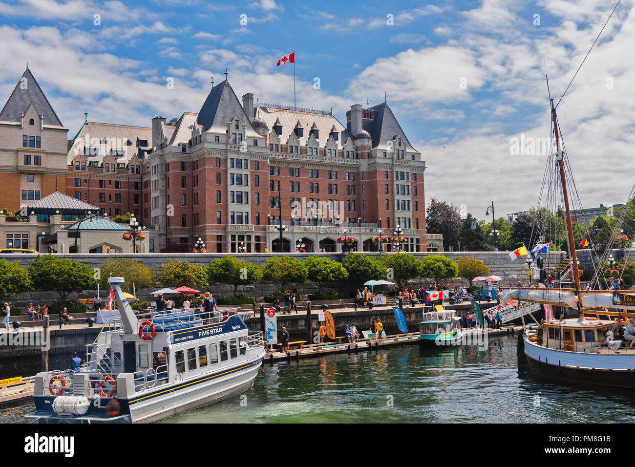 The Inner Victoria Harbour and The Fairmont Empress Hotel,  Victoria, capital of British Columbia, Canada Stock Photo