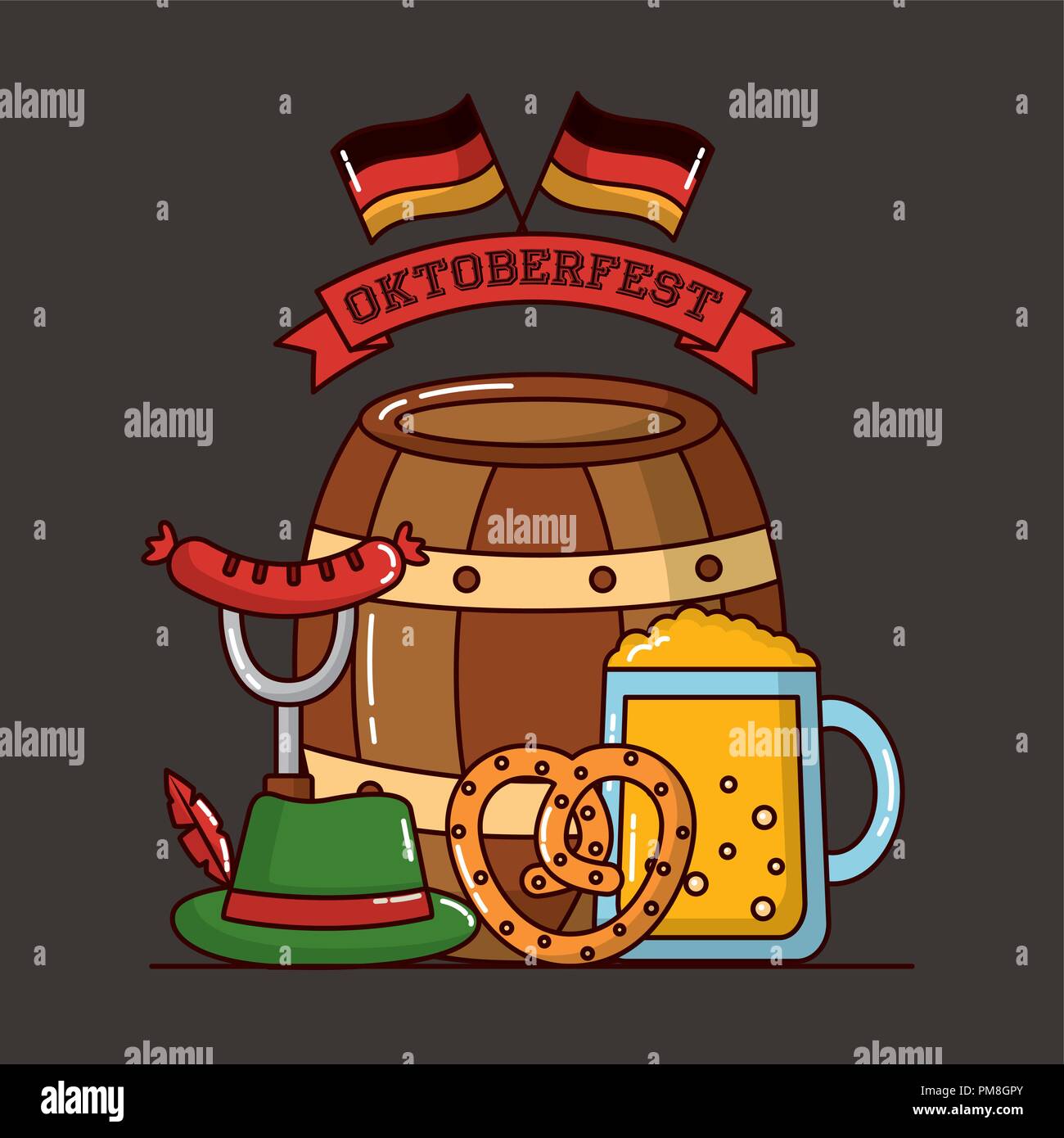 German Oktoberfest Cartoon Stock Photos & German Oktoberfest Cartoon