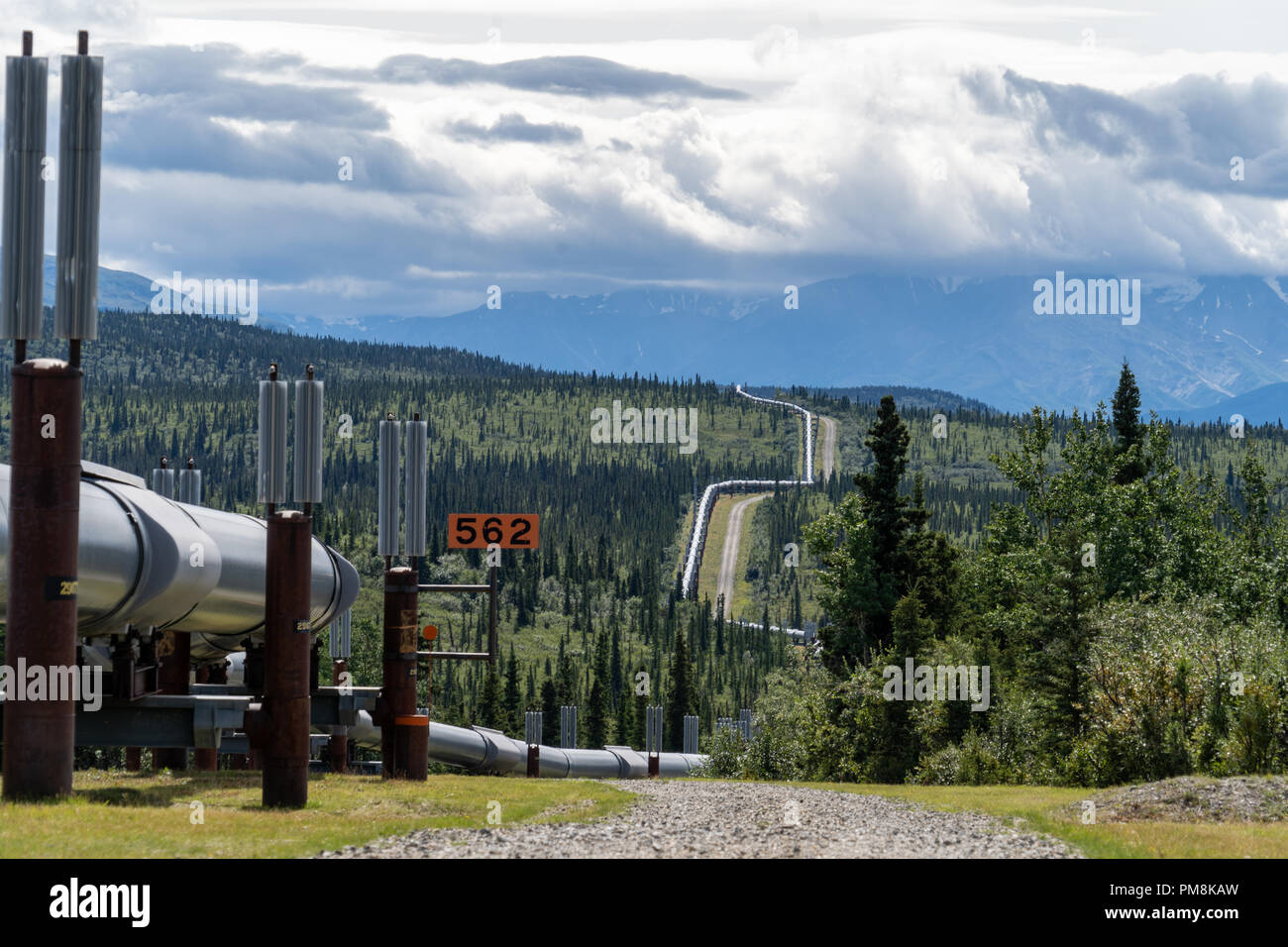 Trans Alaska Pipeline (TAPS) Pump Station 9 near Delta Junction Alaska Stock Photo