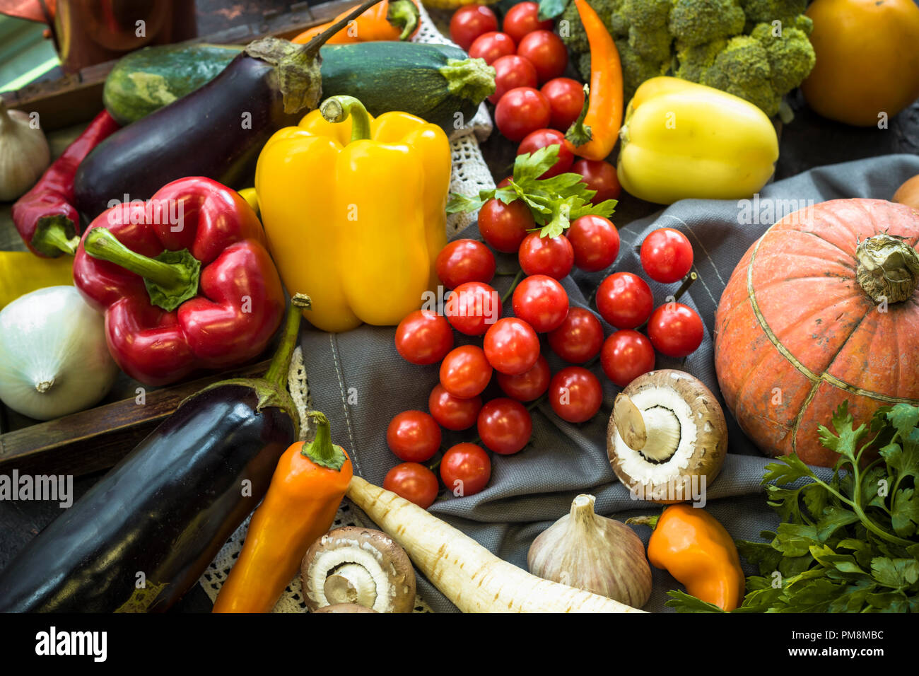Fresh vegetables in assortment. Stock Photo