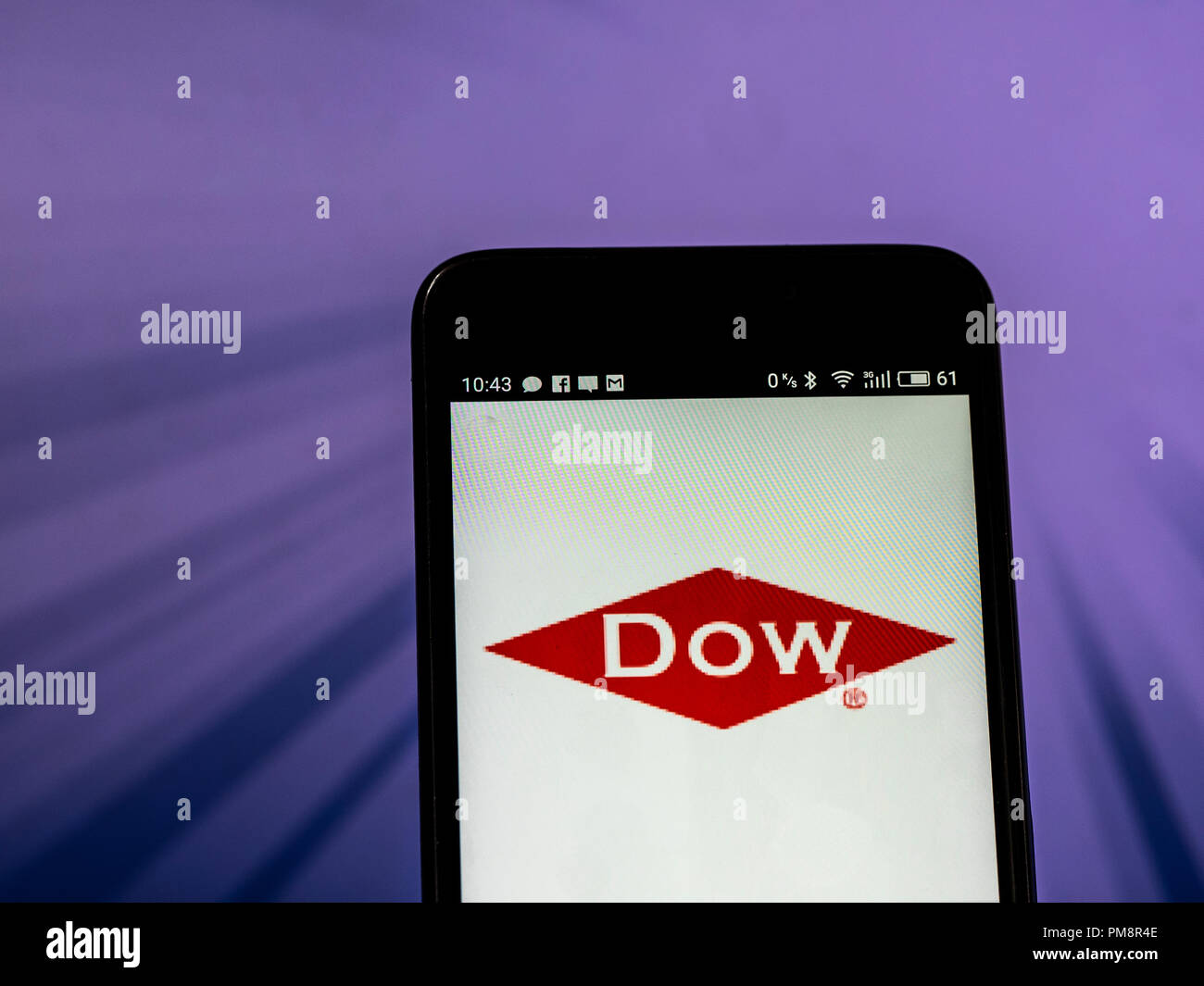 Dow Chemical Company logo seen displayed on a smart phone. Stock Photo