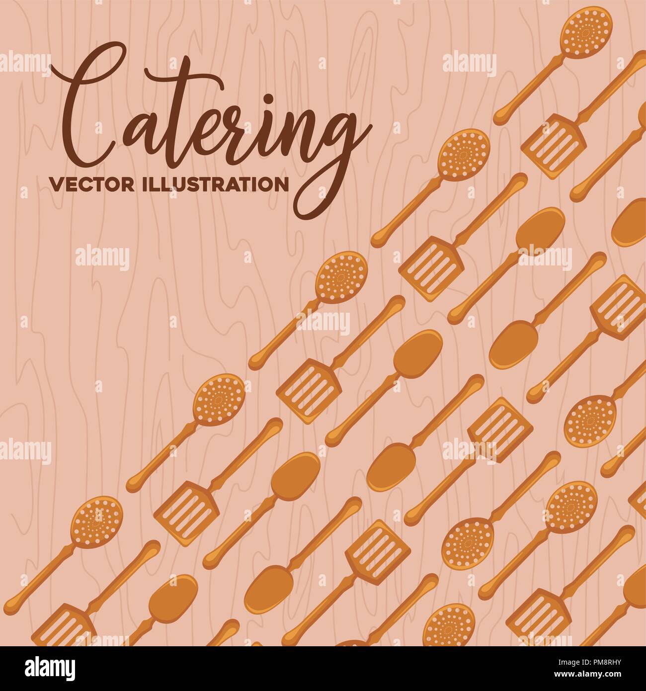 background of catering concept with kitchen utensils pattern, colorful