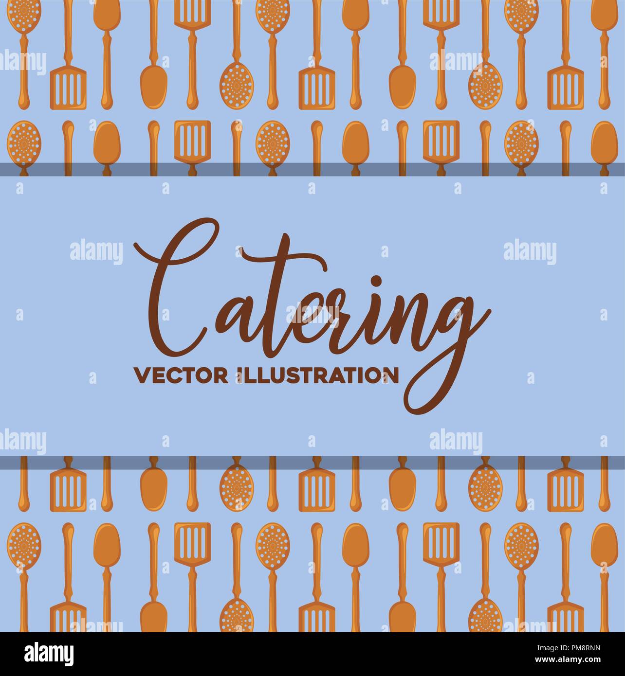 background of catering concept with kitchen utensils pattern, colorful