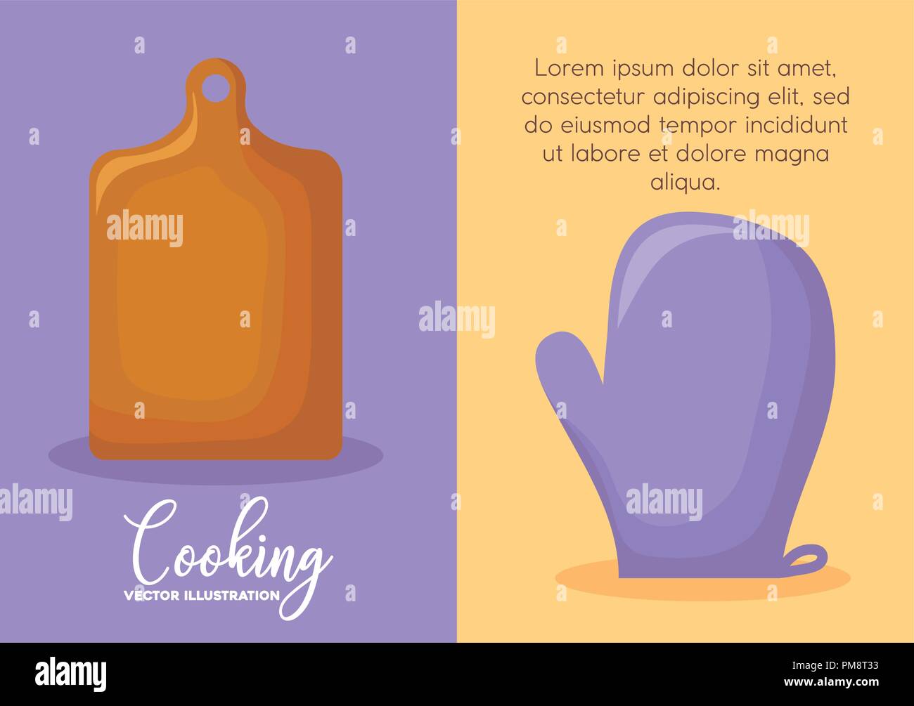 infographic of cooking concept with cutting board and glove over ...
