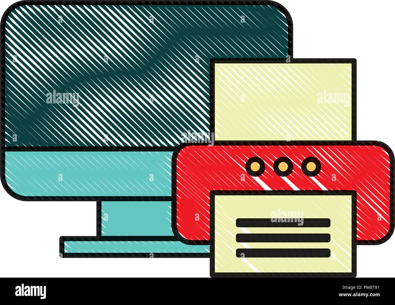 computer printer device technology document office Stock Vector Image ...