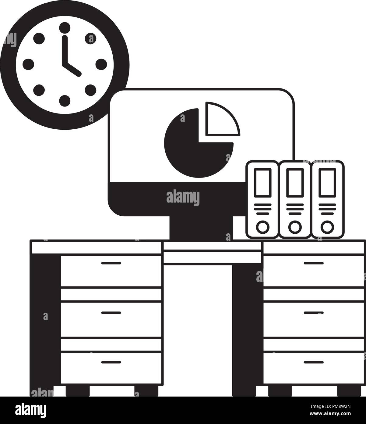office with desk workplace Stock Vector