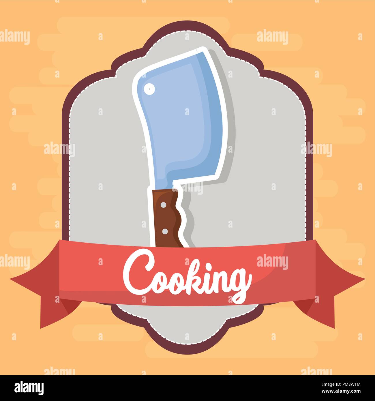 cooking design with decorative emblem with over background, colorful