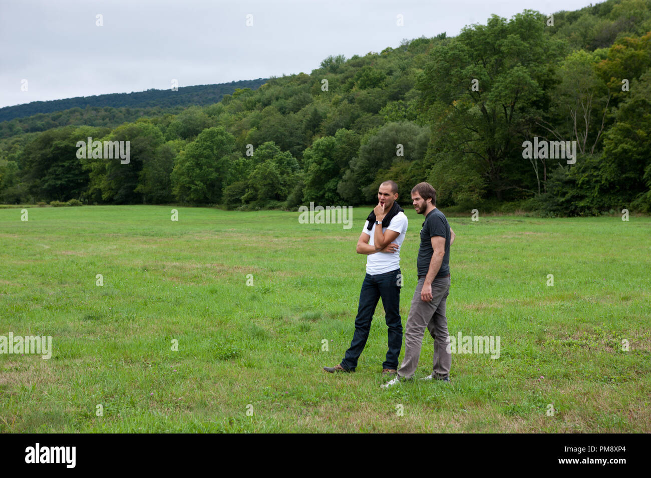 Writer/Director Sean Durkin (C) on the set of MARTHA MARCY MAY MARLENE. Photo by Drew Innis Stock Photo