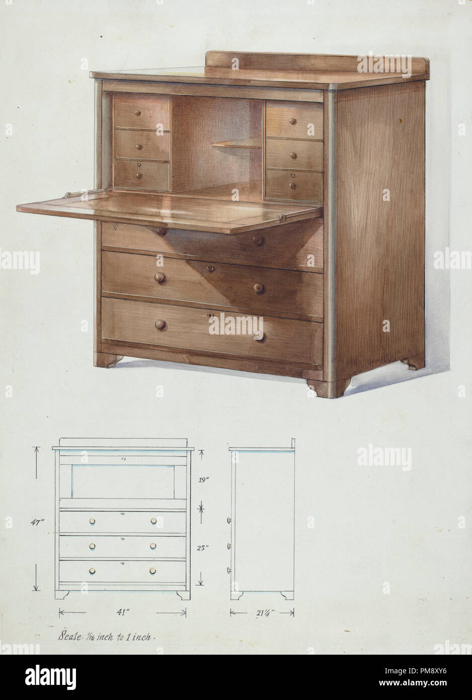 Bishop Hill Desk Dated 1936 Dimensions Overall 34 1 X 24 8