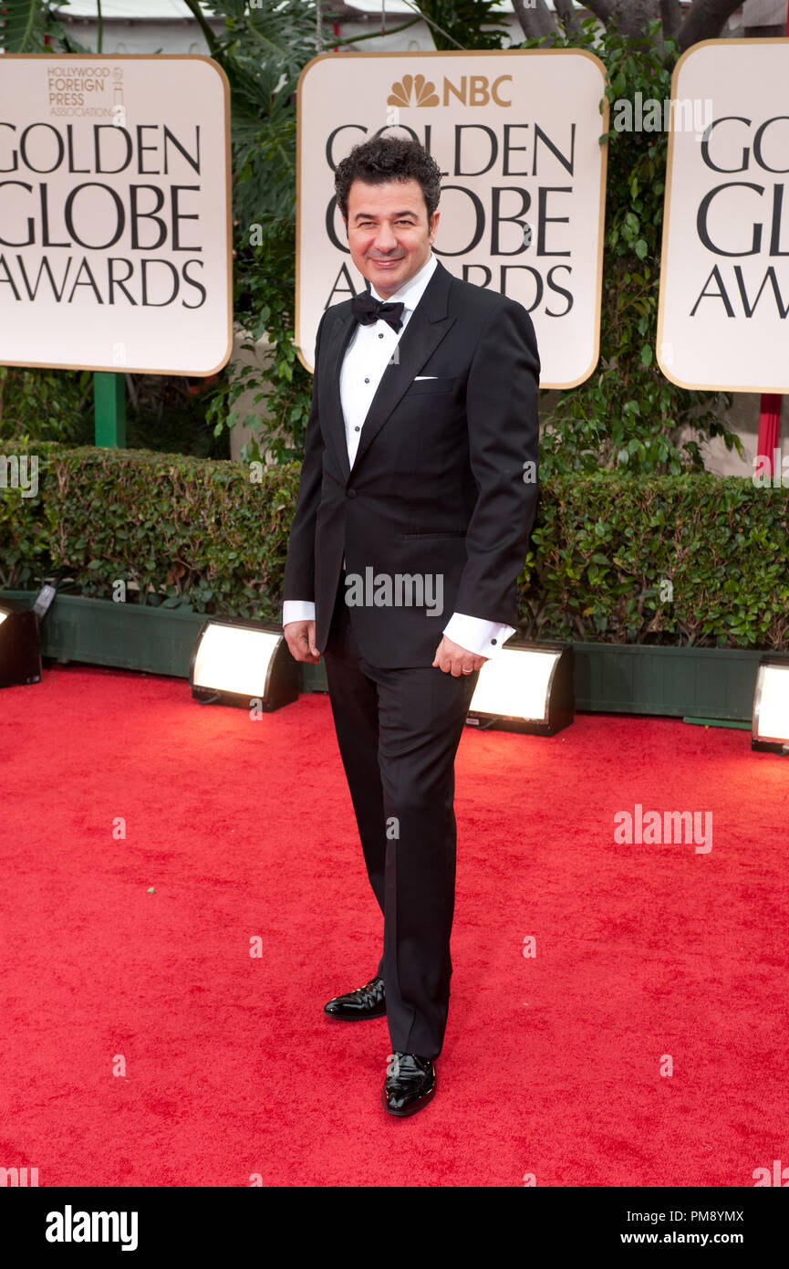 Nominated for BEST ORIGINAL SCORE – MOTION PICTURE for “The Artist”, Ludovic Bource attends the 69th Annual Golden Globes Awards at the Beverly Hotel in Beverly Hills, CA on Sunday, January 15, 2012. Stock Photo