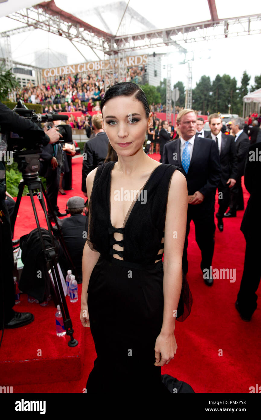 Nominated for BEST PERFORMANCE BY AN ACTRESS IN A MOTION PICTURE – DRAMA for her role in “The Girl With The Dragon Tattoo”, actress Rooney Mara attends the 69th Annual Golden Globe Awards at the Beverly Hilton in Beverly Hills, CA on Sunday, January 15, 2012. Stock Photo