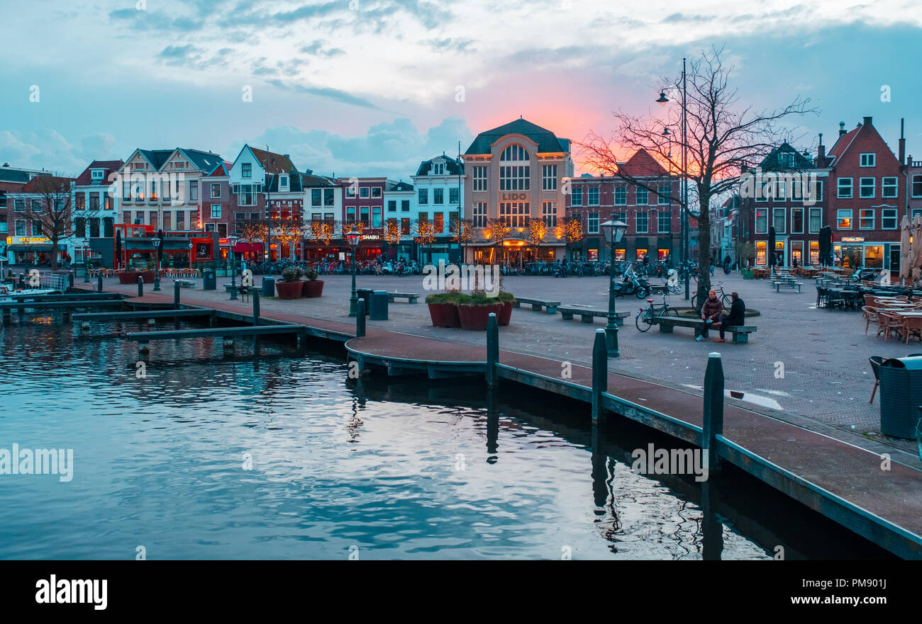 LEIDEN NETHERLANDS APRIL 4: Waterways and typical Dutch architecture LEIDEN NETHERLANDS APRIL 4: Waterways and typical Dutch architecture