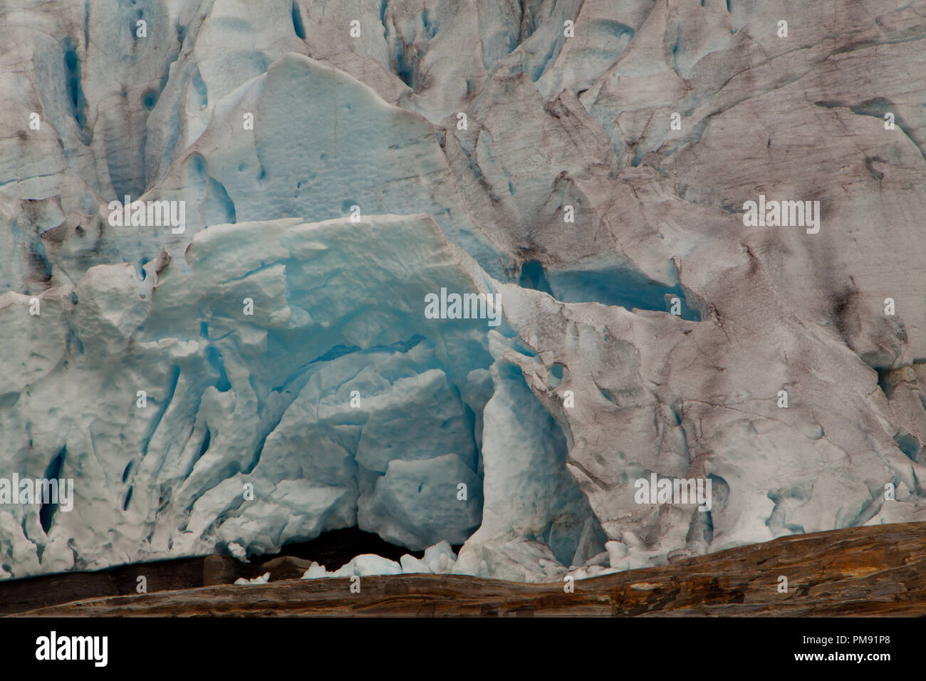 Detailausschnitt des Svartisen Gletschers, Norwegen Stock Photo