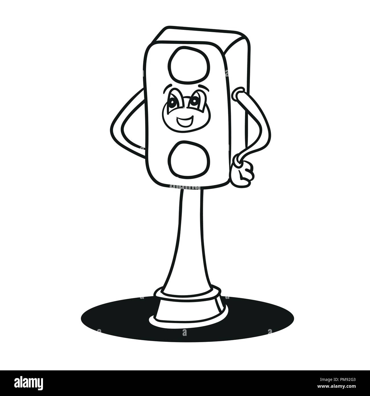 traffic lights outlined vector. Cartoon coloring pages Stock Vector