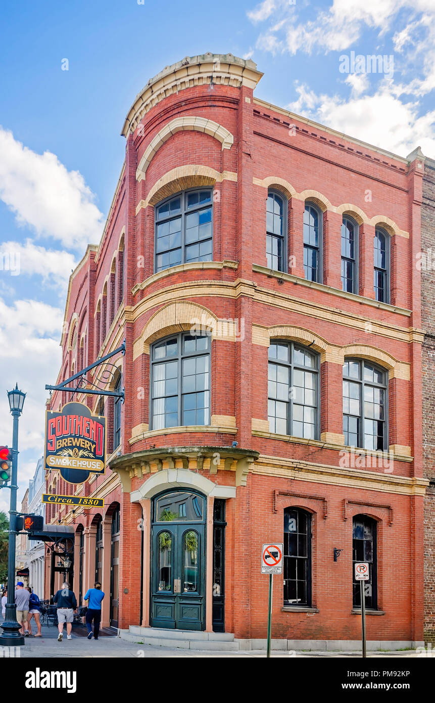 Southend Brewery & Smokehouse is pictured in the historic Wagener Building, circa 1880, April 5, 2015, in Charleston, South Carolina. Stock Photo