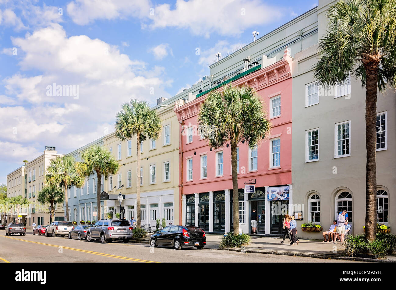 Shops are pictured along Vendue Range, April 5, 2015, in Charleston