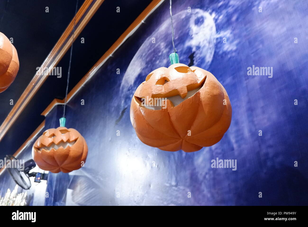 hanging halloween pumpkin Stock Photo