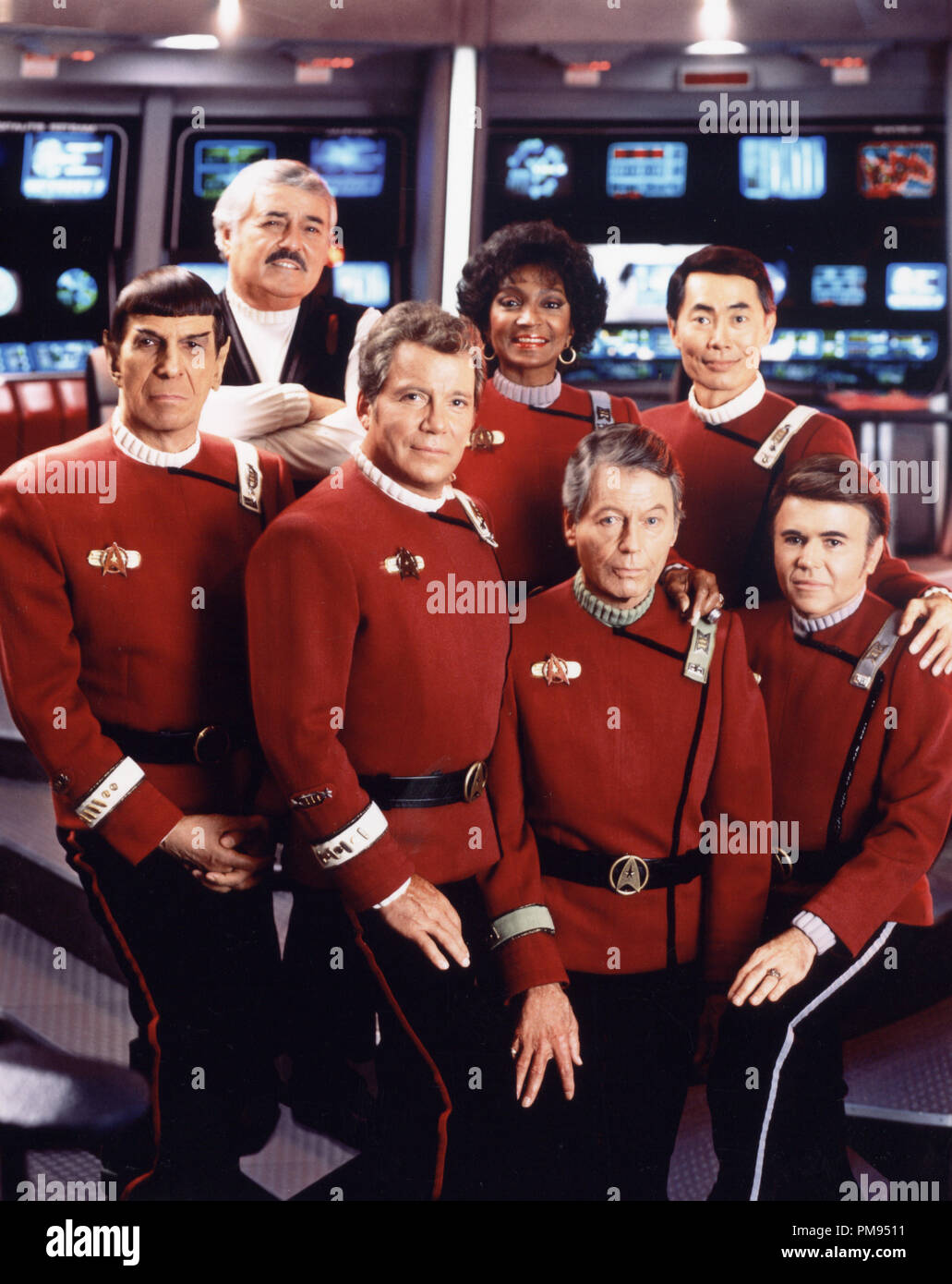 Studio Publicity Still from 'Star Trek IV: The Voyage Home' Leonard Nimoy, James Doohan, William Shatner, Nichelle Nichols, DeForest Kelley, George Takei, Walter Koenig © 1986 Paramount  All Rights Reserved   File Reference # 31700085THA  For Editorial Use Only Stock Photo