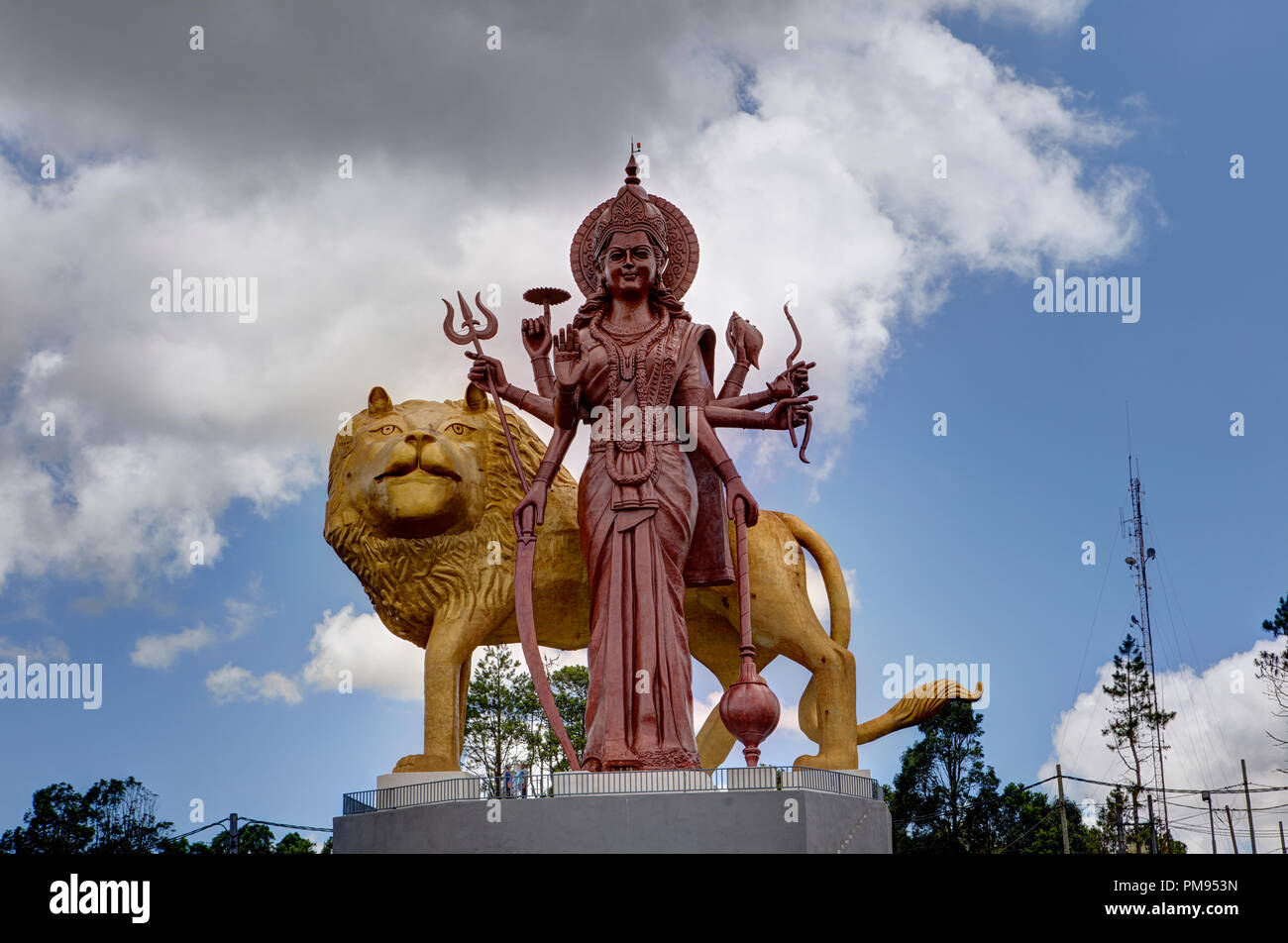 The giant statue of Durga at the Hindu temple Ganga Talao, Grand Bassin
