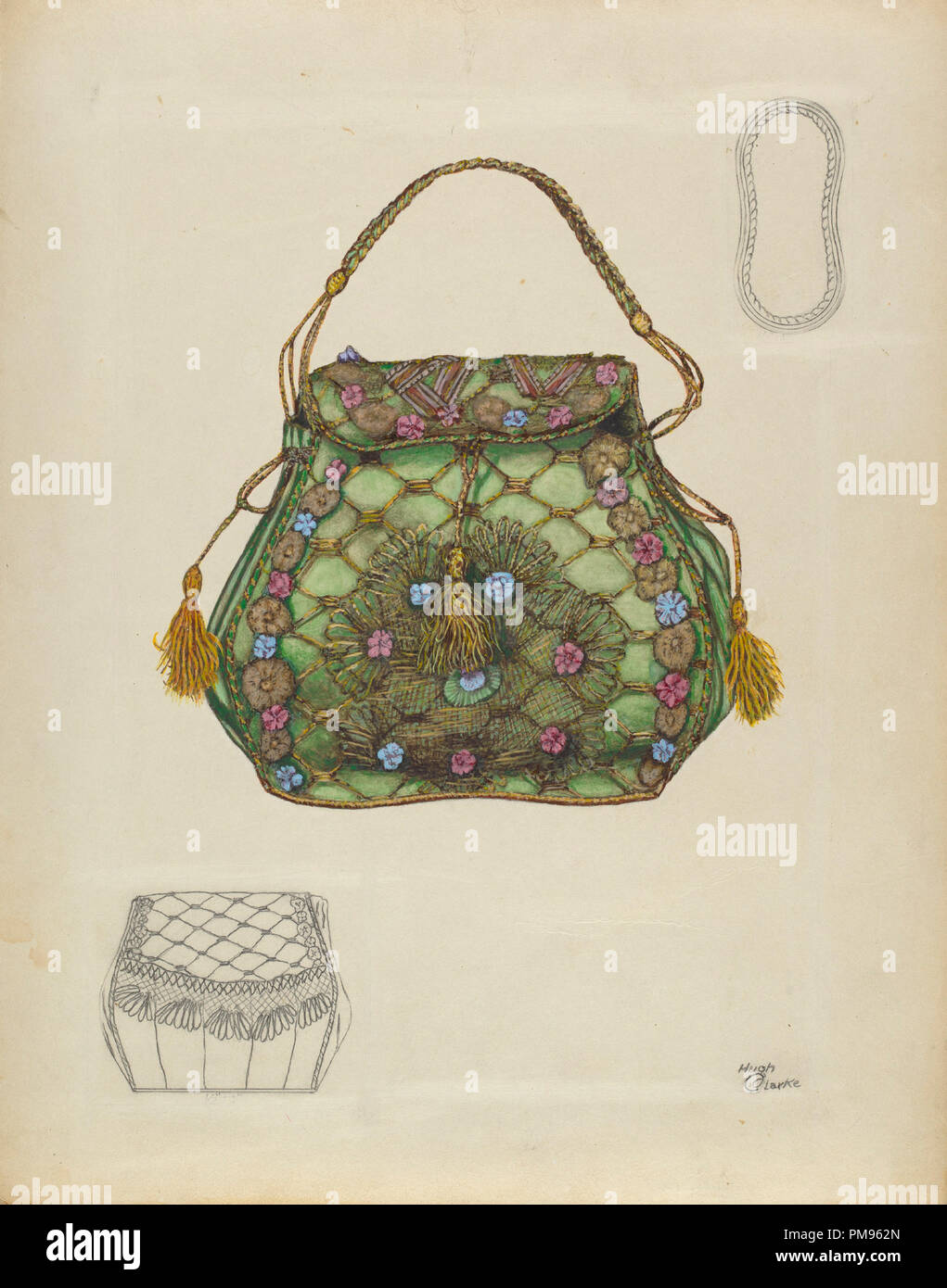 silk purse dated c 1937 dimensions overall 357 x 28 cm 14 116 x 11 in medium watercolor graphite and gouache on paperboard museum national gallery of art washington dc author hugh clarke PM962N