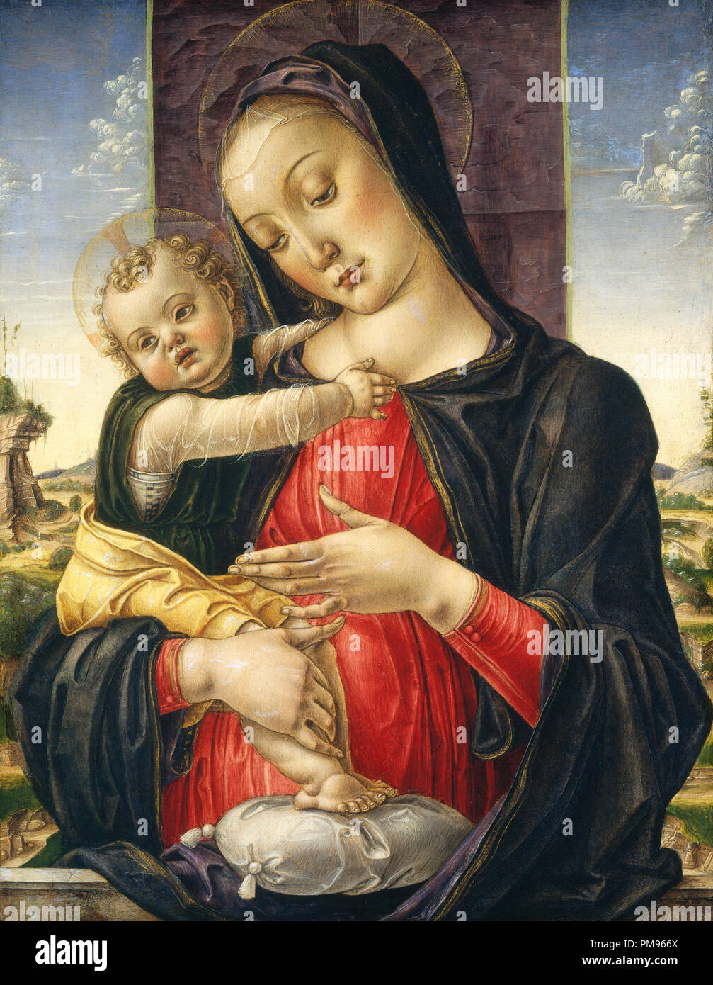 Madonna and Child. Dated: c. 1475. Dimensions: painted surface: 53 x 41.5 cm (20 7/8 x 16 5/16 in.)  overall (area once covered by engaged frame): 54.4 x 42.6 cm (21 7/16 x 16 3/4 in.)  framed: 72.39 x 60.01 x 5.08 cm (28 1/2 x 23 5/8 x 2 in.). Medium: tempera on panel. Museum: National Gallery of Art, Washington DC. Author: BARTOLOMEO VIVARINI. VIVARINI, BARTOLOMEO. Stock Photo