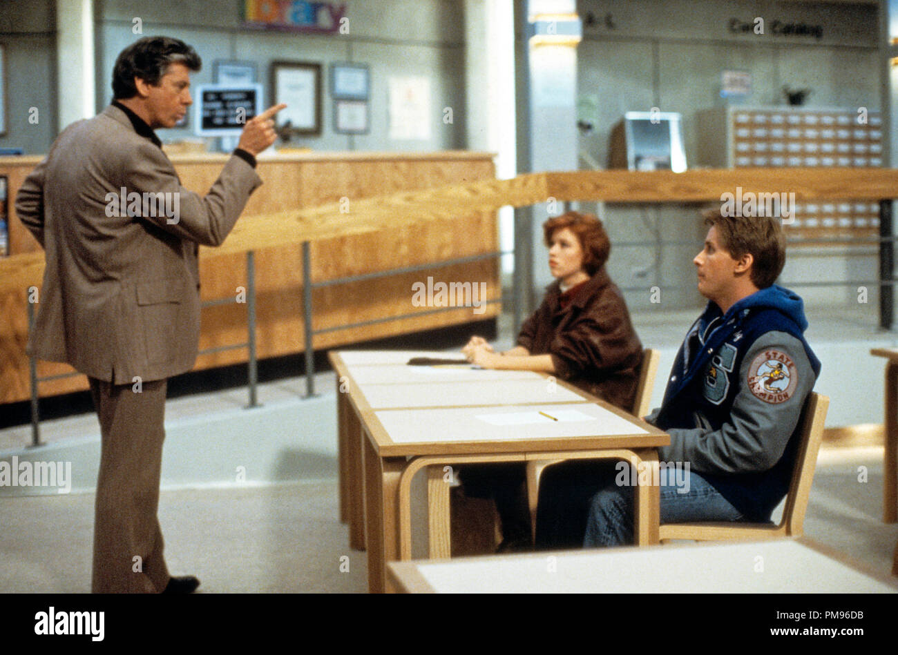 Studio Publicity Still from 'The Breakfast Club' Paul Gleason, Molly Ringwald, Emilio Estevez © 1985 Universal  All Rights Reserved   File Reference # 31703085THA  For Editorial Use Only Stock Photo