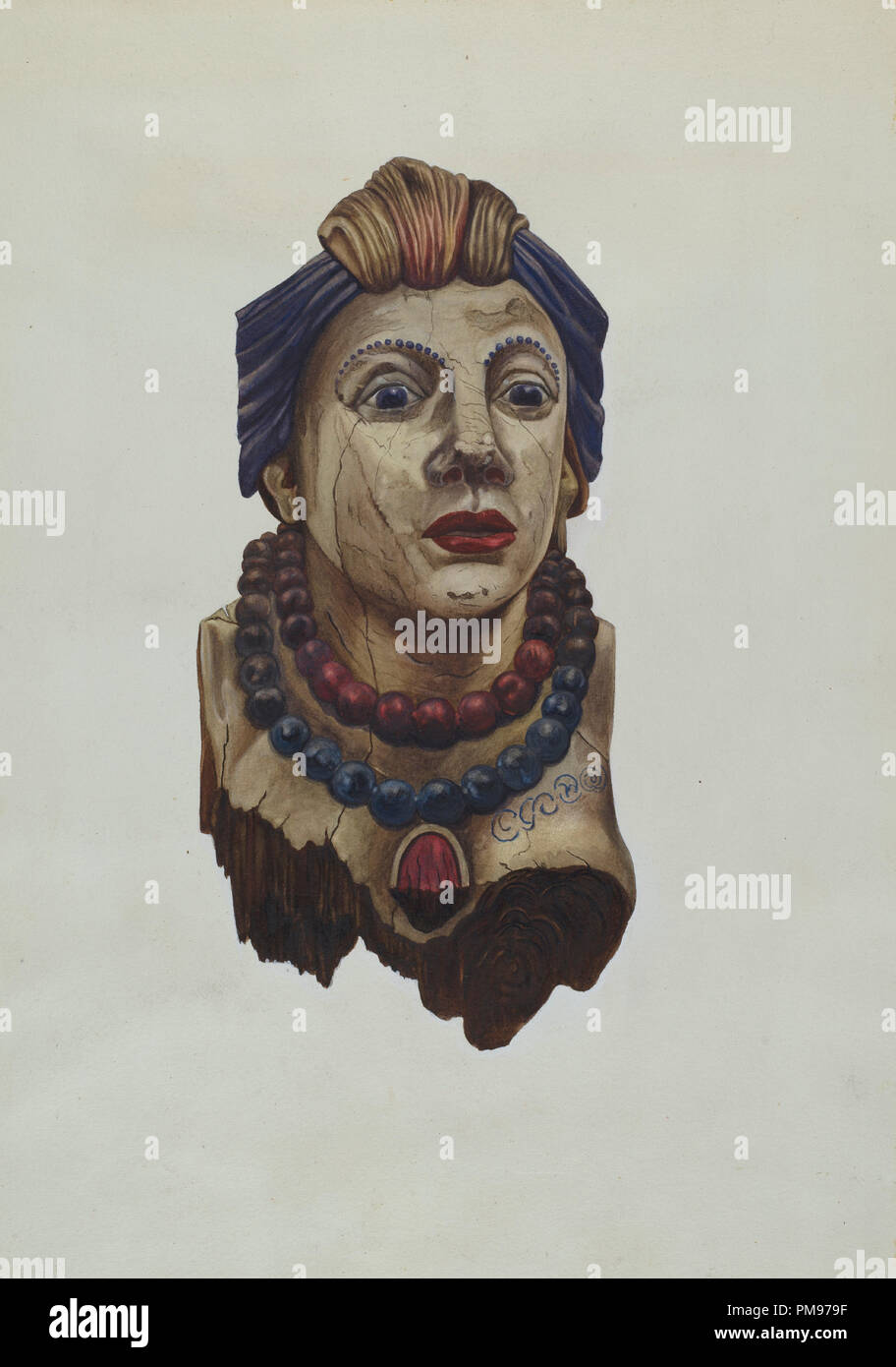 'Indian Princess' Figurehead. Dated: c. 1938. Dimensions: overall: 44.8 x 32.6 cm (17 5/8 x 12 13/16 in.). Medium: watercolor, colored pencil, and graphite on paper. Museum: National Gallery of Art, Washington DC. Author: Mary E. Humes. Stock Photo