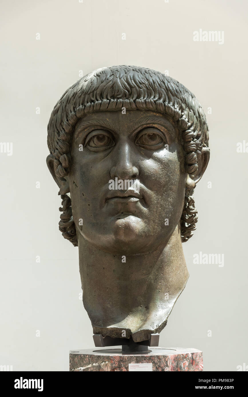 Colossal bronze head  of Constantine, Capitoline Museums, Rome, Italy Stock Photo