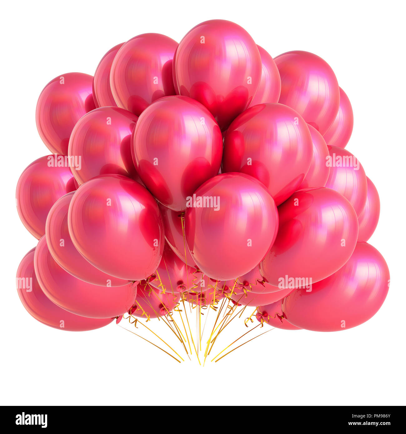 modern balloons bunch pink red. happy birthday, anniversary, party ...