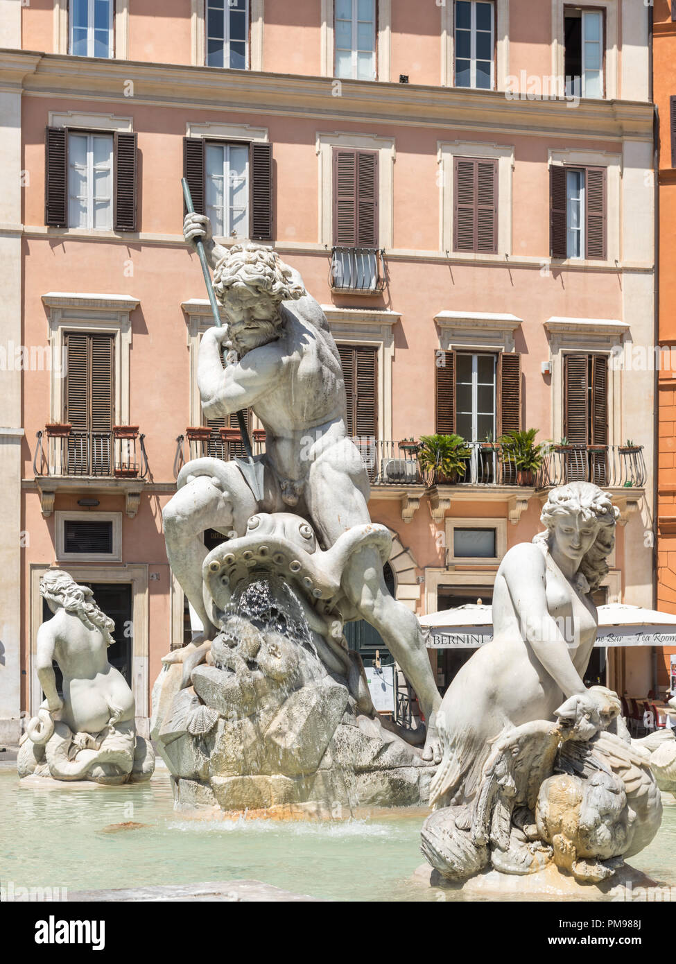 Fontana del Nettuno, Piazza Navona, Rome, Italy Stock Photo