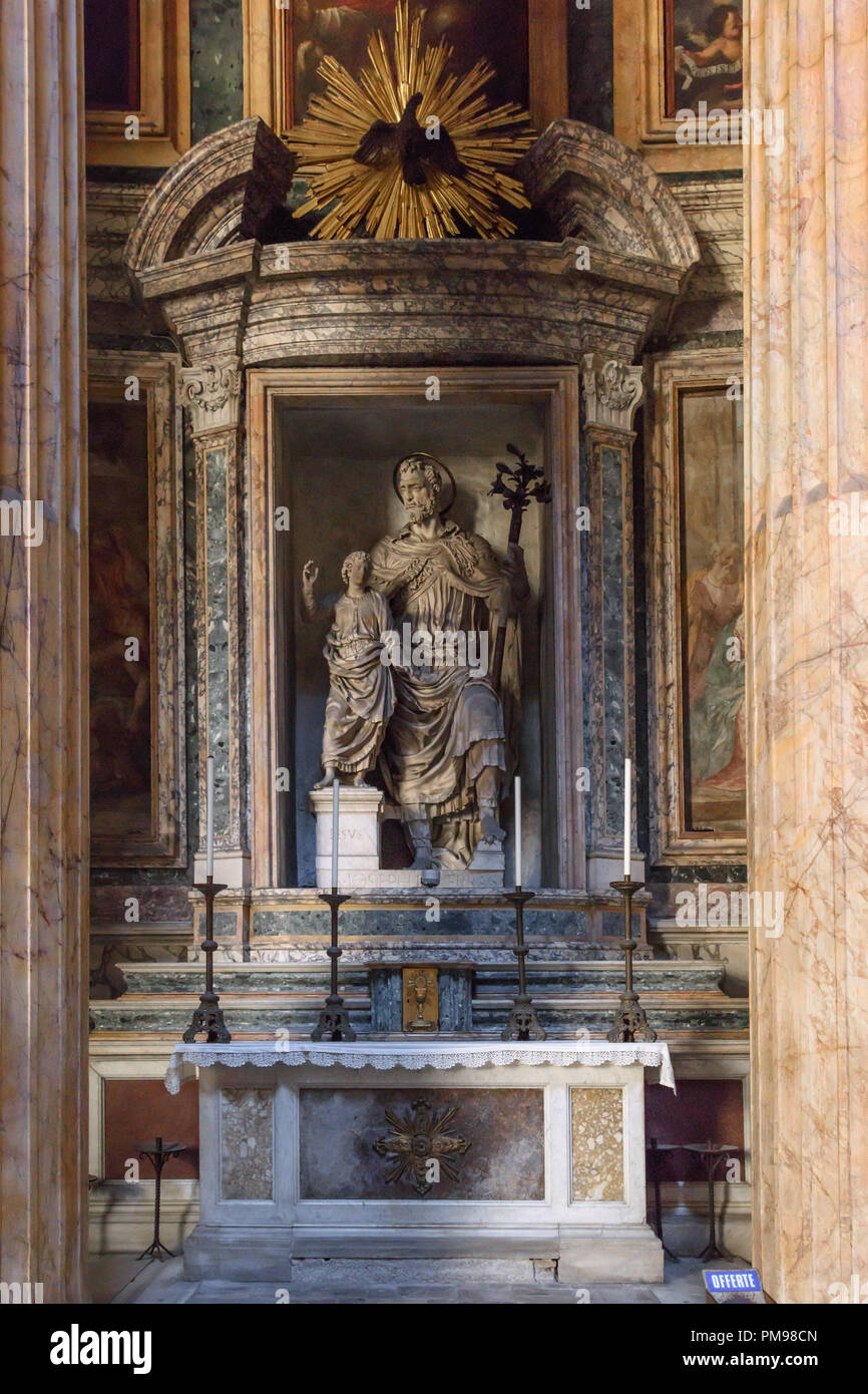Statue of St. Joseph and the Holy Child, Pantheon, Rome, Italy Stock Photo