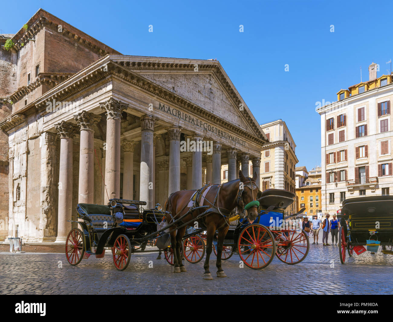 Horse Carriages, Piazza della Rotonda; Rome, Italy Stock Photo