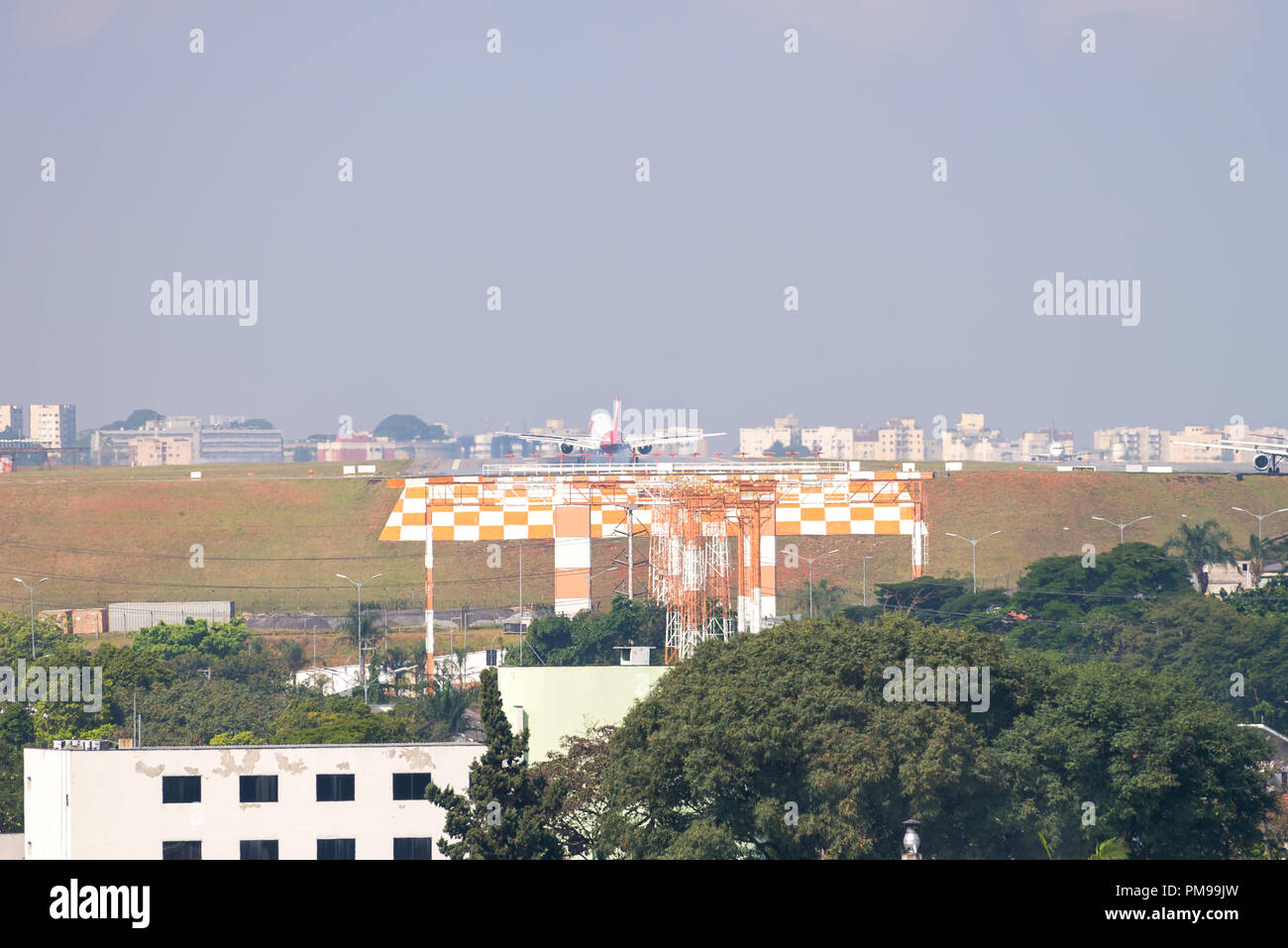 Sao Paulo, Brazil, mai 26, 2018: Airplanes landing at the Congonhas airport in Sao Paulo, Brazil Stock Photo