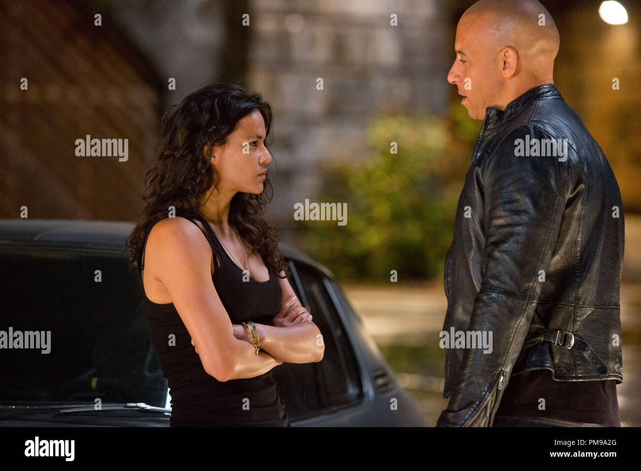 Letty Michelle Rodriguez Cautiously Greets Dom Vin Diesel In Fast Furious 6 The Next Installment Of The Global Blockbuster Franchise Built On Speed Stock Photo Alamy