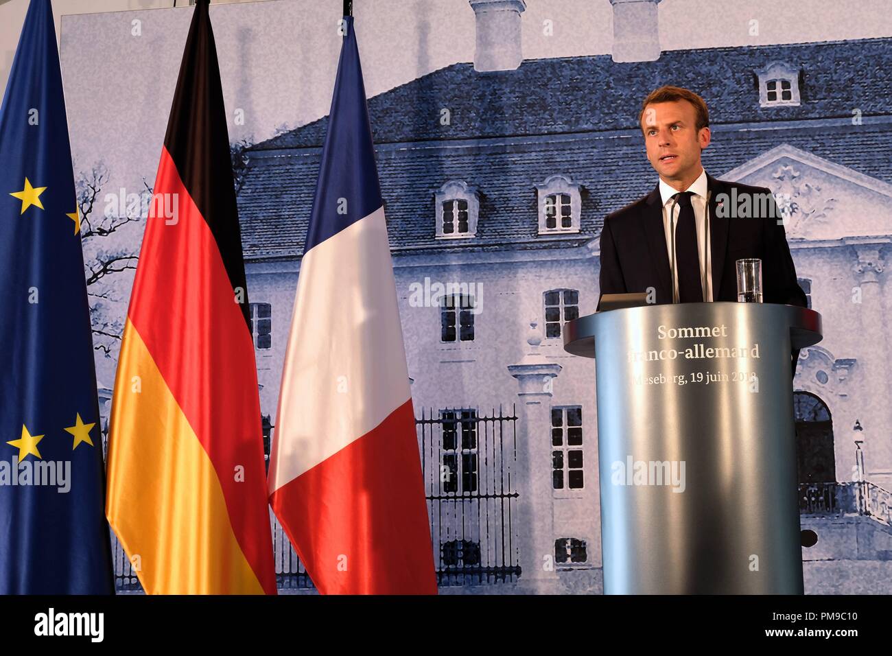 Berlin, Germany. 19th June, 2018. President of the French Republic Emmanuel Jean-Michel Frédéric Macron holds a press conference. Credit: Lorena De La Cuesta/SOPA Images/ZUMA Wire/Alamy Live News Stock Photo