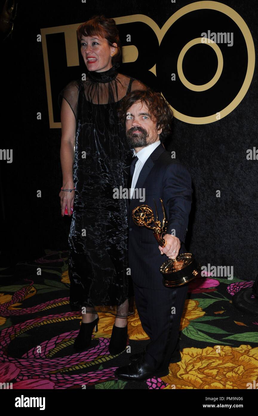 Los Angeles, CA, USA. 17th Sep, 2018. Peter Dinklage, Erica Schmidt at arrivals for HBO Emmy Awards After-Party, Pacific Design Center, Los Angeles, CA September 17, 2018. Credit: Elizabeth Goodenough/Everett Collection/Alamy Live News Stock Photo
