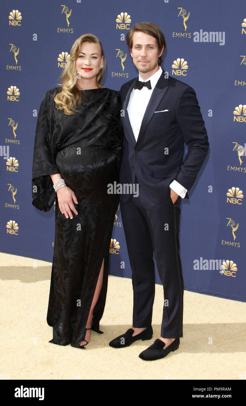 Yvonne Strahovski, Tim Loden at arrivals for 70th Primetime Emmy Awards 2018 - ARRIVALS, Microsoft Theater, Los Angeles, CA September 17, 2018. Photo By: Elizabeth Goodenough/Everett Collection Stock Photo