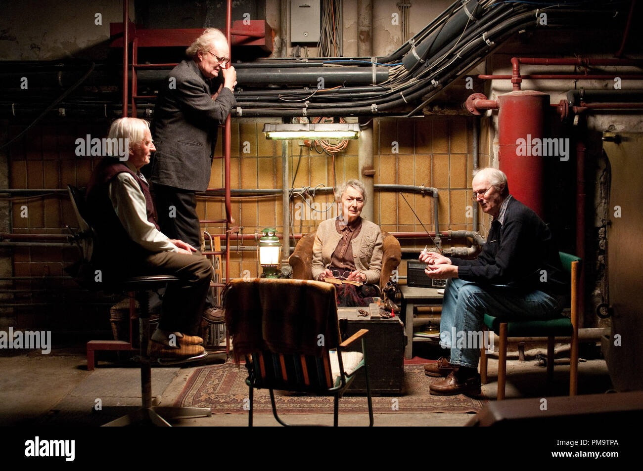 (L-r) ROBERT FYFE as Mr. Meeks, JIM BROADBENT as Timothy Cavendish, AMANDA WALKER as Veronica and RALPH RIACH as Ernie in the epic drama “CLOUD ATLAS,” distributed domestically by Warner Bros. Pictures and in select international territories. Stock Photo