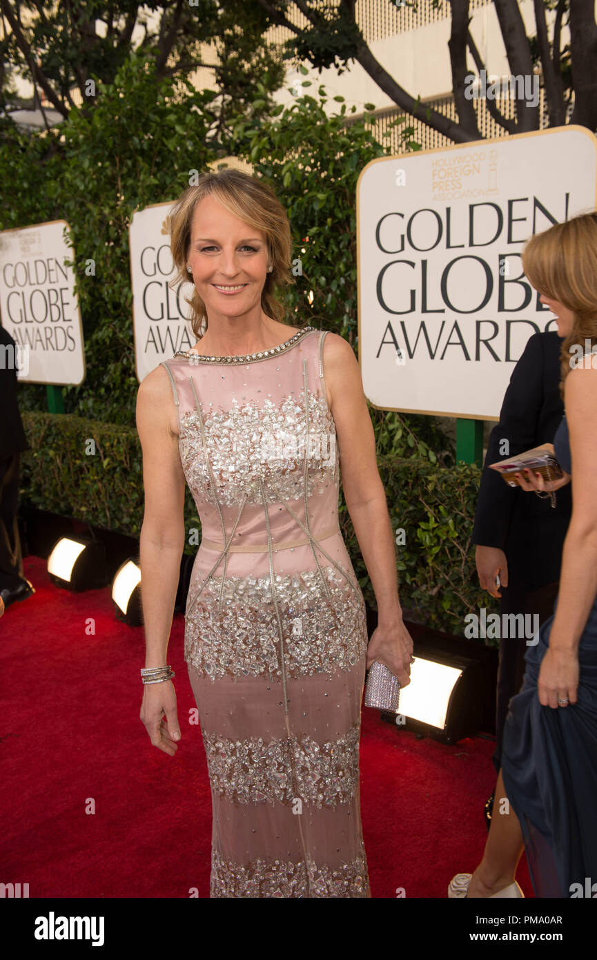Nominated for BEST PERFORMANCE BY AN ACTRESS IN A SUPPORTING ROLE IN A MOTION PICTURE for her role in “THE SESSIONS”, actress Helen Hunt attends the 70th Annual Golden Globe Awards at the Beverly Hilton in Beverly Hills, CA on Sunday, January 13, 2013. Stock Photo