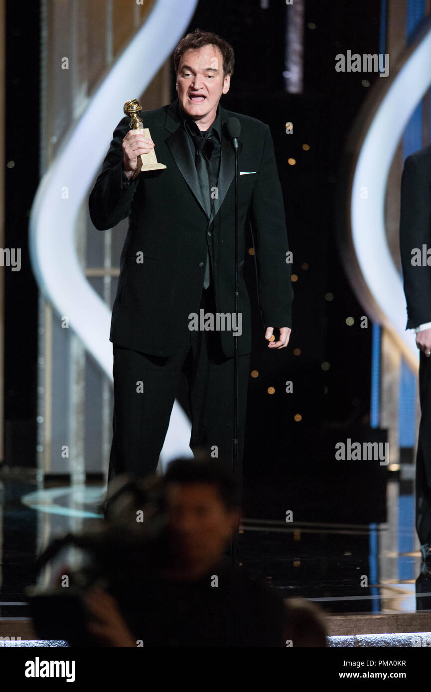 The Golden Globe is awarded to Quentin Tarantino for BEST SCREENPLAY – MOTION PICTURE for “DJANGO UNCHAINED” at the 70th Annual Golden Globe Awards at the Beverly Hotel in Beverly Hills, CA on Sunday, January 13, 2013. Stock Photo