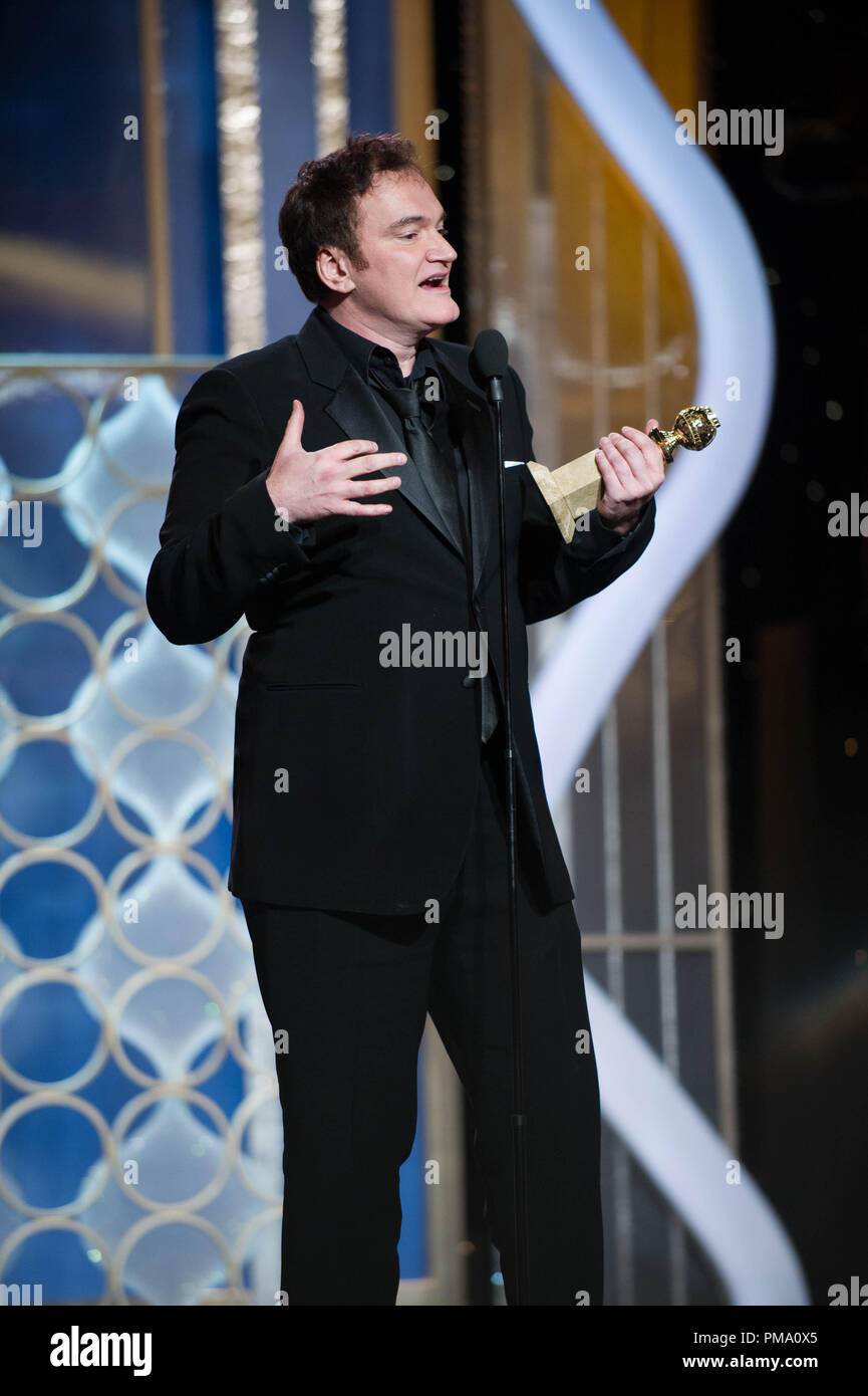 The Golden Globe is awarded to Quentin Tarantino for BEST SCREENPLAY – MOTION PICTURE for “DJANGO UNCHAINED” at the 70th Annual Golden Globe Awards at the Beverly Hotel in Beverly Hills, CA on Sunday, January 13, 2013. Stock Photo