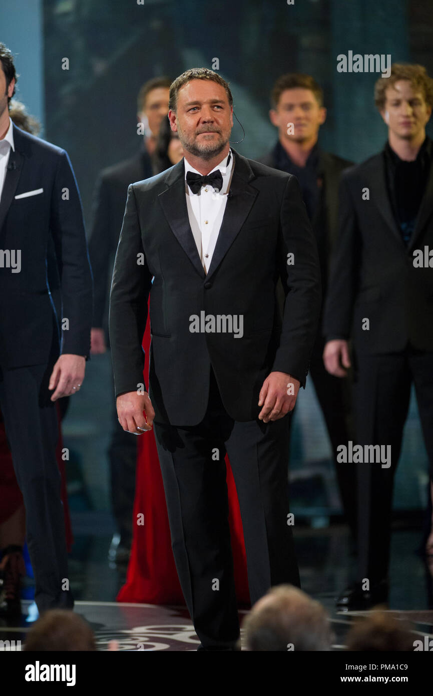 Russel Crowe performs during the live ABC Telecast of The Oscars® from the Dolby® Theatre in Hollywood, CA, Sunday, February 24, 2013. Stock Photo