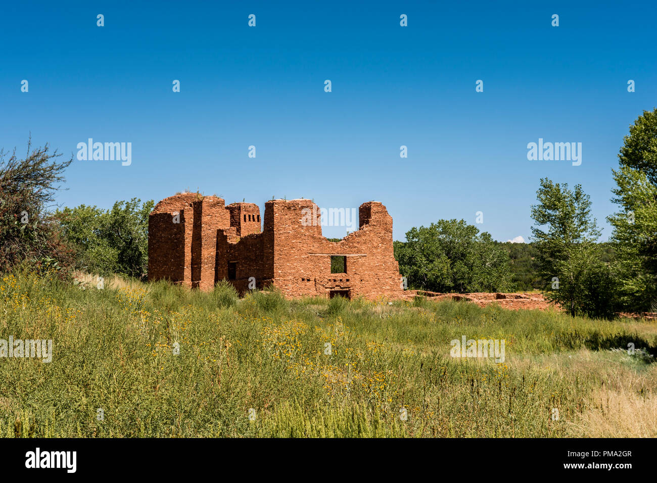 Quarai Ruins, Nuestra Señora de la Purisima Concepcion de Quarai church, Salinas Pueblo Missions National Monument near Mountainair, New Mexico, USA. Stock Photo