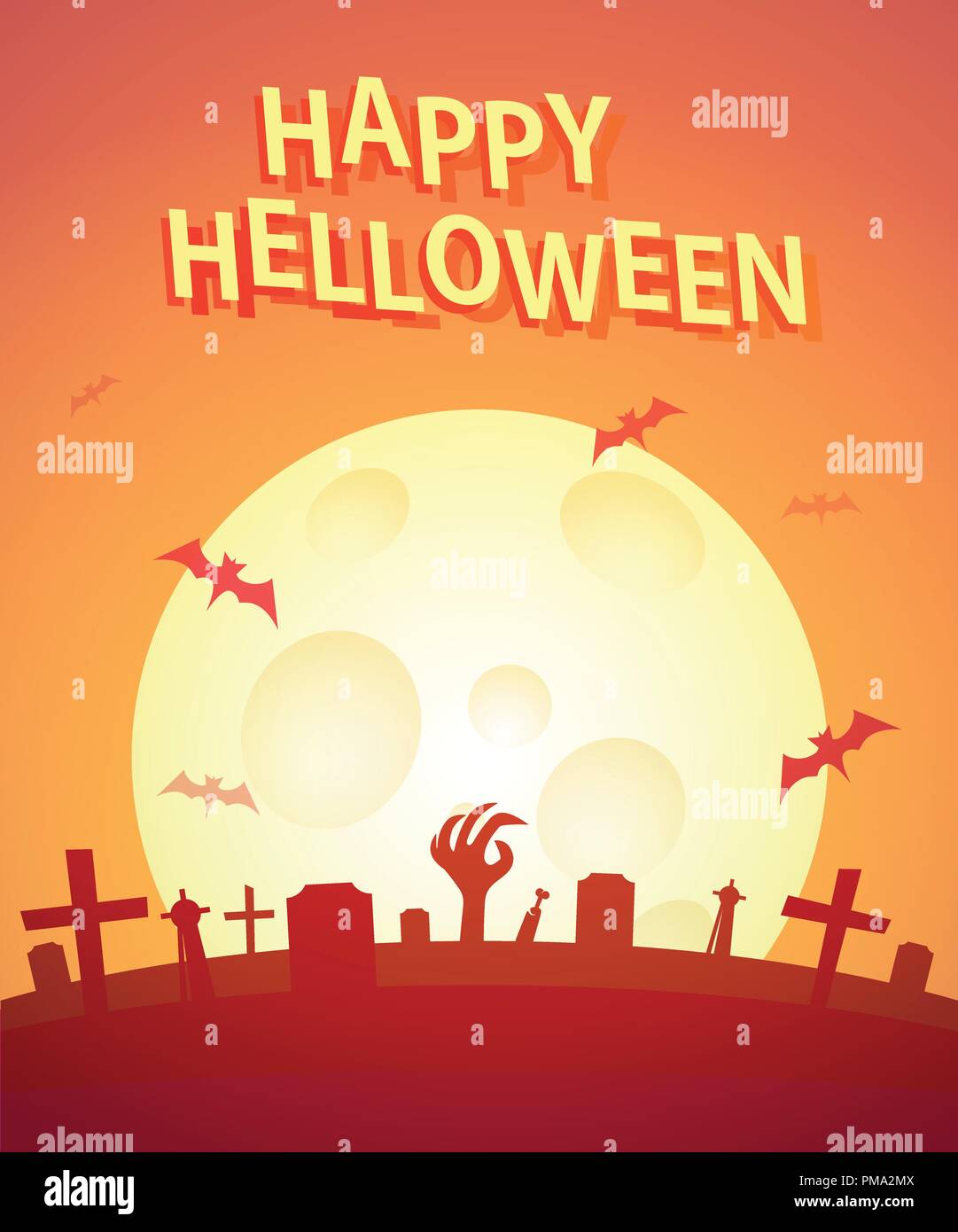 Happy Helloween Poster. Vector invitation Poster with copy space for signing time and place of the party or event. Stock Vector