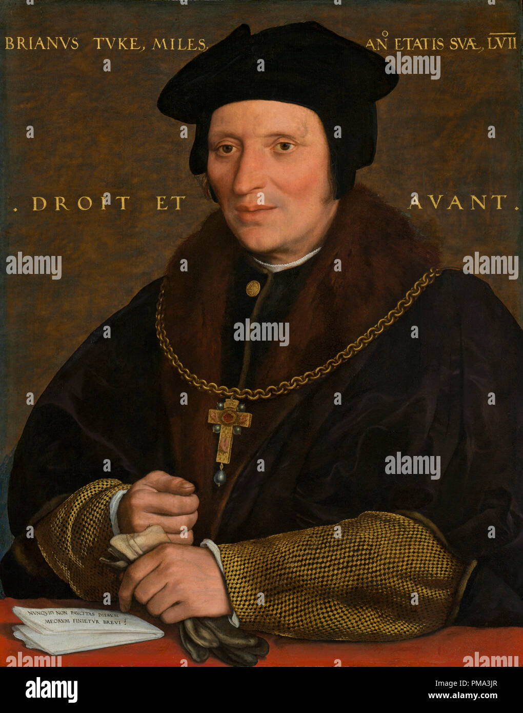 Sir Brian Tuke. Dated: c. 1527/1528 or c. 1532/1534. Dimensions: overall: 49.1 x 38.5 cm (19 5/16 x 15 3/16 in.)  framed: 67 x 57.5 x 7.6 cm (26 3/8 x 22 5/8 x 3 in.). Medium: oil on panel. Museum: National Gallery of Art, Washington DC. Author: Hans Holbein the Younger. Stock Photo