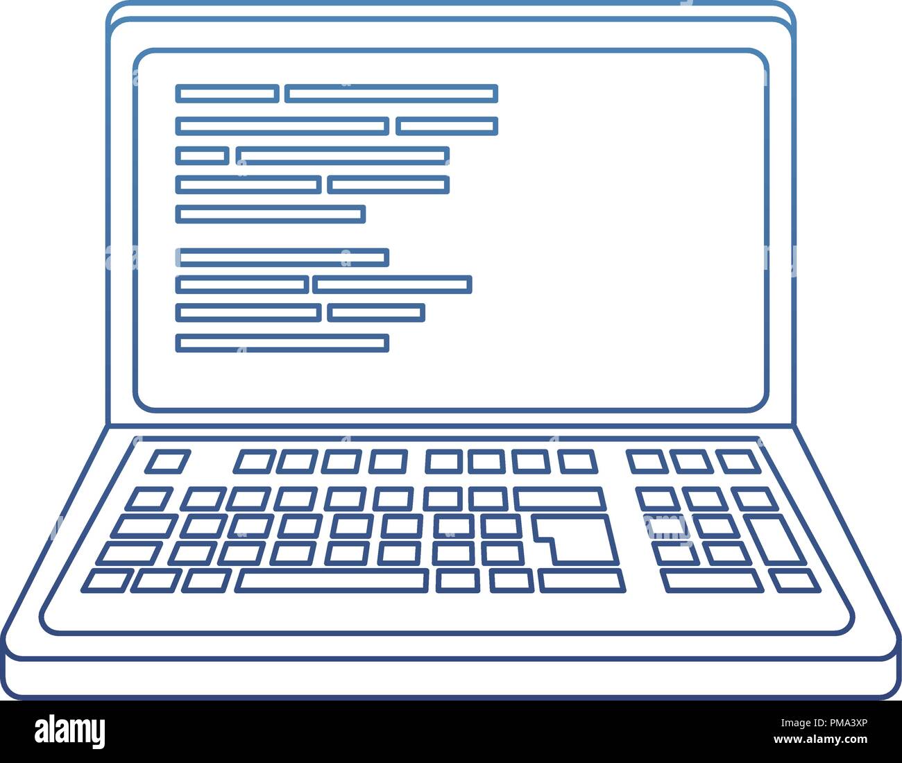 degraded outline laptop programming code web technology Stock Vector