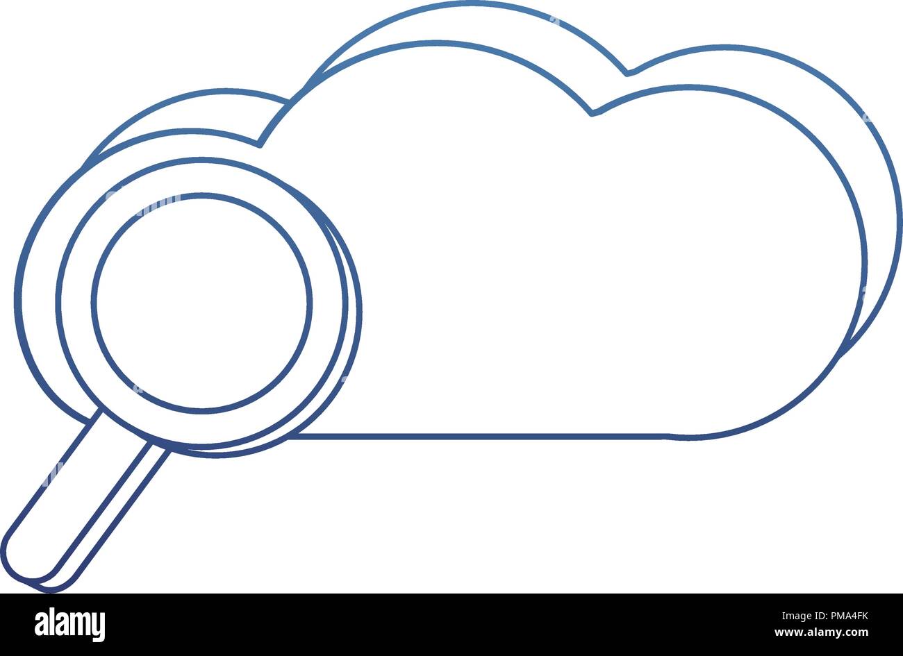 degraded outline cloud data and magnifying glass with programming code Stock Vector