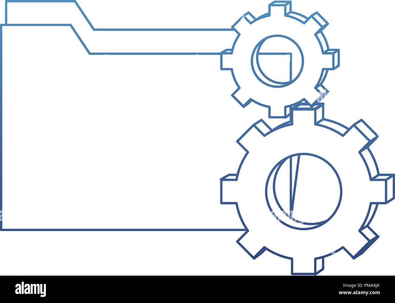 degraded outline folder file and industry gears process Stock Vector