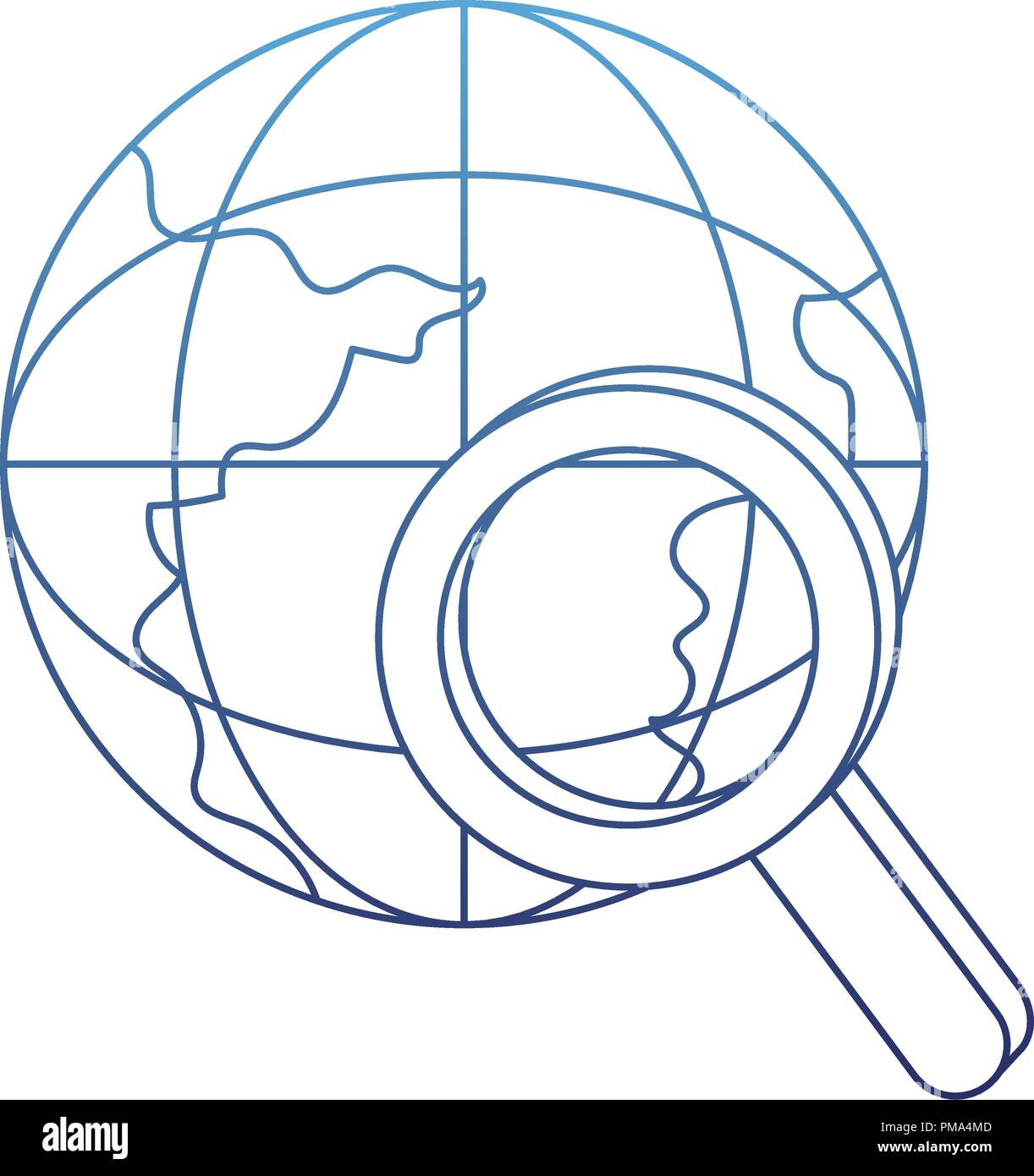 degraded outline global digital data network server Stock Vector